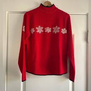 Vintage Obermeyer Embroidered Snowflake Wool Sweater - M